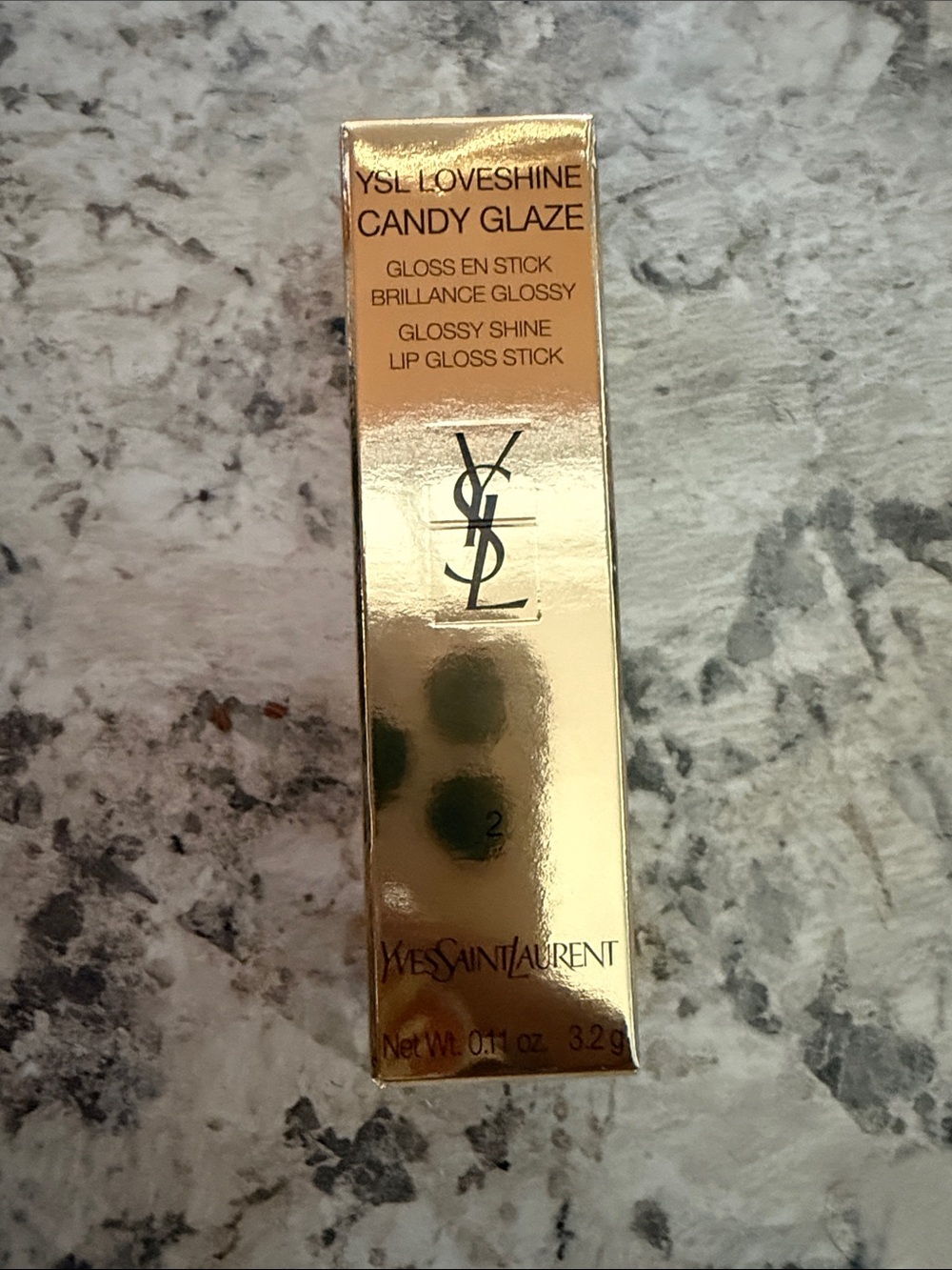 Yves Saint Laurent Gold Metallic Lip Gloss Stick Box
